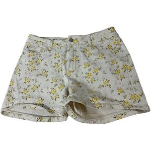 Judy Blue Golden‎ Meadow Yellow Floral Mid Rise Denim Shorts Stretch Size XL